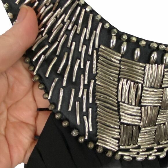 Sue Wong Black Beaded Sleeveless Cocktail Dress Size 6 - Picture 7 of 16